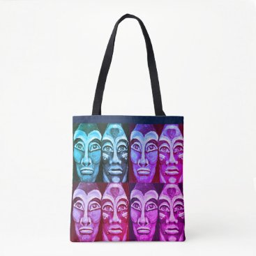 Mayan warriors - surrealism painted design tote bag Mayan warriors - surrealism painted design tote bag