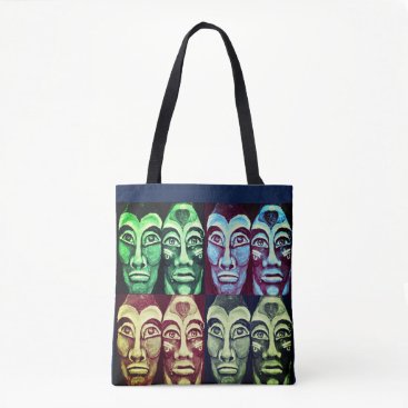 Mayan warriors - surrealism painted design tote bag Mayan warriors - surrealism painted design tote bag
