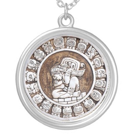 Mayan Zodiac Silver Plated Necklace