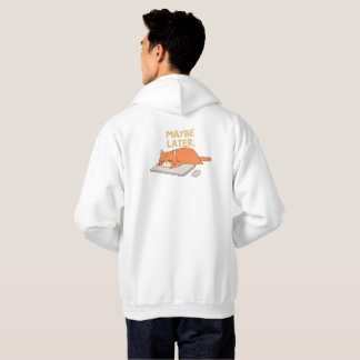 Maybe Later Orange Cat Desk Humor Hoodie