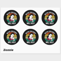 SHE / THEM Pronouns Rainbow Handlettering Set of Classic Round Sticker, Zazzle