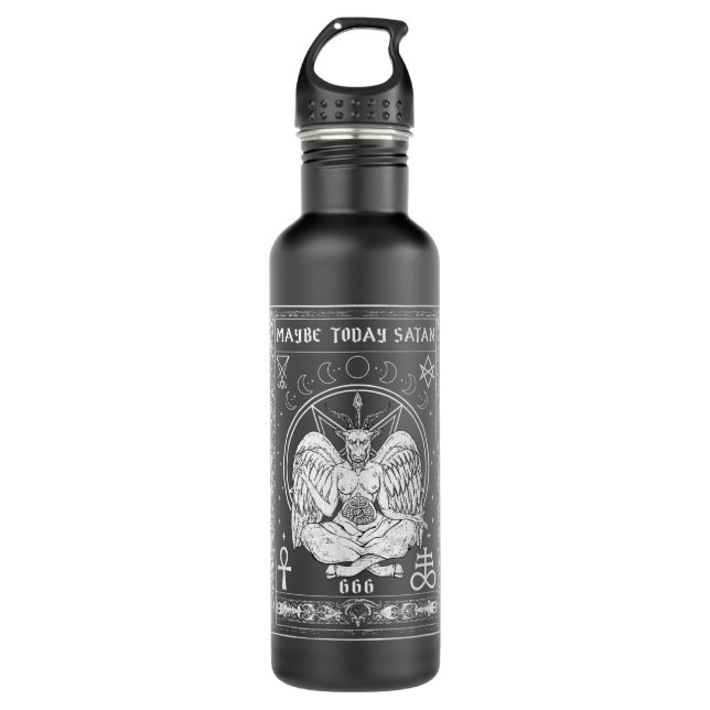 Maybe Today Satan I Satanic Tarot Verses Stainless Steel Water Bottle (Front)