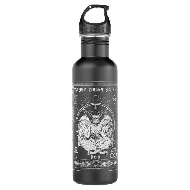 Maybe Today Satan I Satanic Tarot Verses Stainless Steel Water Bottle (Front)
