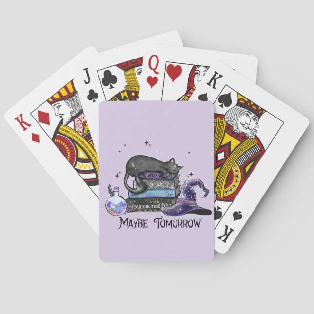 Maybe Tomorrow – Black Cat, Books & Witchy Vibes Poker Cards (Back)