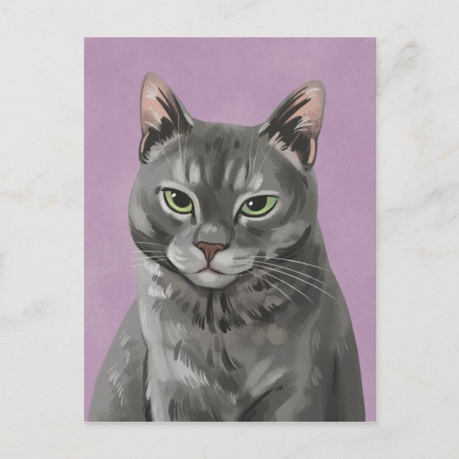 Maybelle the Gray Tabby Cat Postcard (Front)