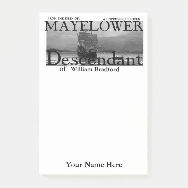 Mayflower Descendant, Proven/Unproven Post-it Notes (Front)