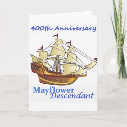 Mayflower Descendant Sailing Ship Anniversary Card