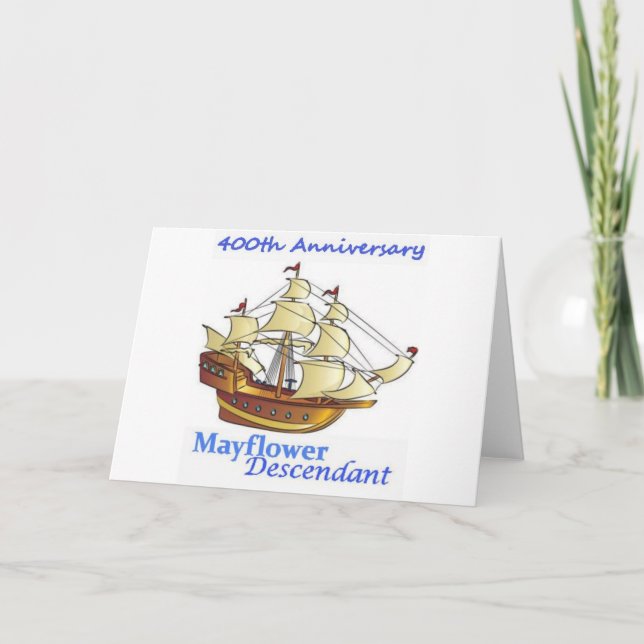 Mayflower Descendant Sailing Ship Anniversary Card (Front)