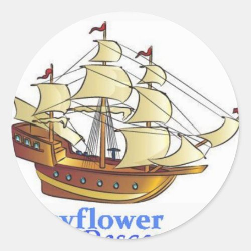 Mayflower Descendant Sailing Ship Anniversary Classic Round Sticker