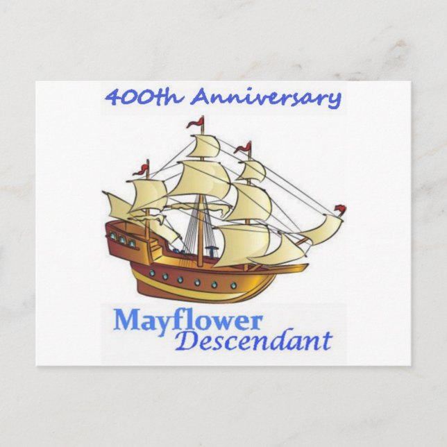Mayflower Descendant Sailing Ship Anniversary Postcard (Front)