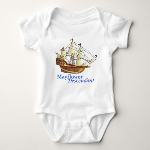 Mayflower Descendant Sailing Ship Baby Bodysuit