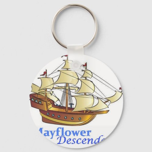 Mayflower Descendant Sailing Ship Keychain