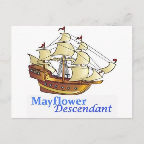 Mayflower Descendant Sailing Ship Postcard
