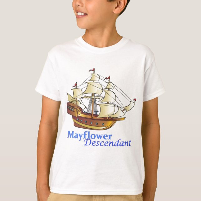 Mayflower Descendant Sailing Ship T-Shirt (Front)