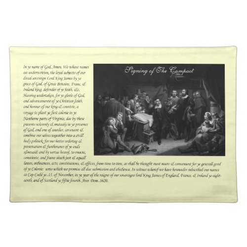 Mayflower Pilgrim Fathers _ Signing of the Compact Cloth Placemat