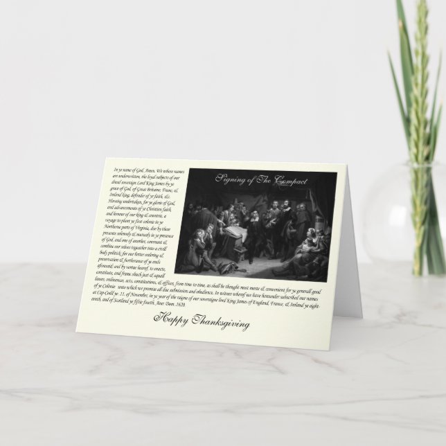 Mayflower Pilgrim Fathers - Signing of the Compact Holiday Card (Front)