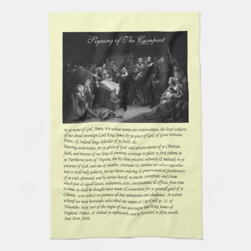 Mayflower Pilgrim Fathers _ Signing of the Compact Towel