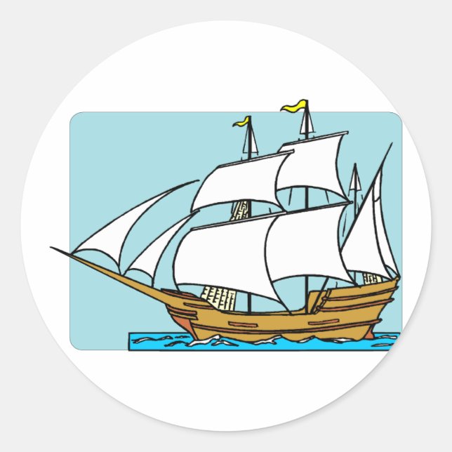 Mayflower Sails To Plymouth Classic Round Sticker (Front)