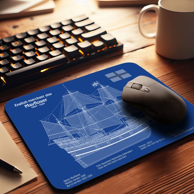Mayflower - Ship Blueprint Plans ABD Mouse Pad (Creator Uploaded)