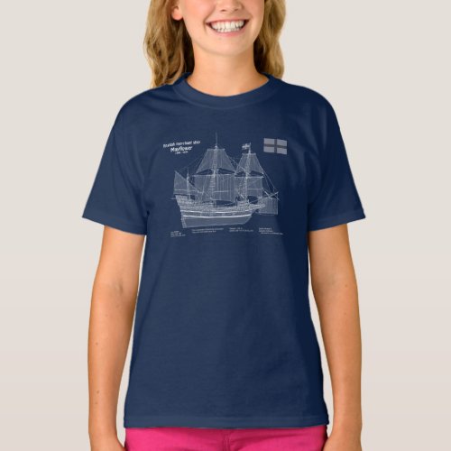 Mayflower _ Ship Blueprint Plans ABD T_Shirt