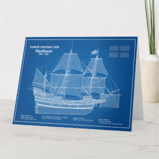 Mayflower - Ship Blueprint Plans ABD Thank You Card