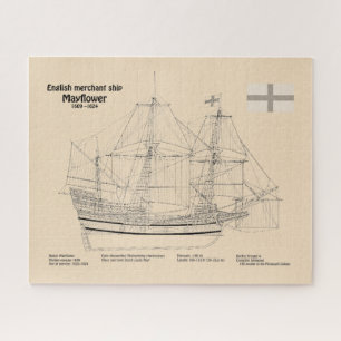 Mayflower - Ship Blueprint Plans SD Jigsaw Puzzle