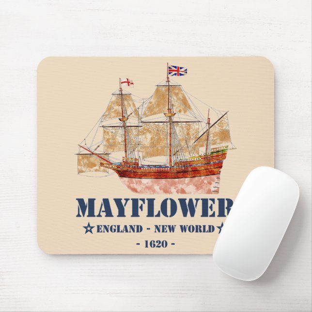 Mayflower Tall Ship - England to New World in 1620 Mouse Pad (With Mouse)