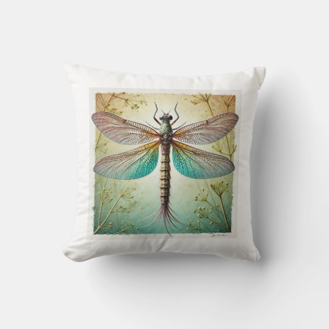 Mayfly in Natural Harmony 100924IREF234 - Watercol Throw Pillow (Front)
