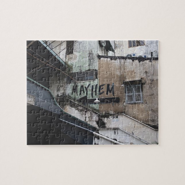 Mayhem Graffiti Street Art Colorful Jigsaw Puzzle (Horizontal)