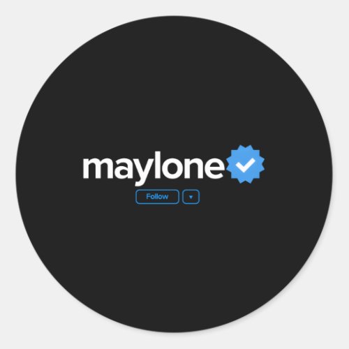 Maylone First Name Verified Badge Social Media May Classic Round Sticker
