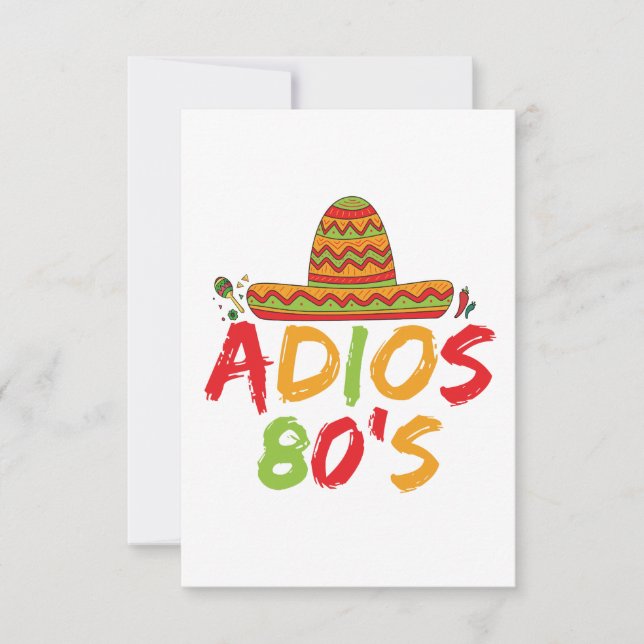 Mayo Fiesta 80th Birthday Mexican Party Five Thank You Card (Front)