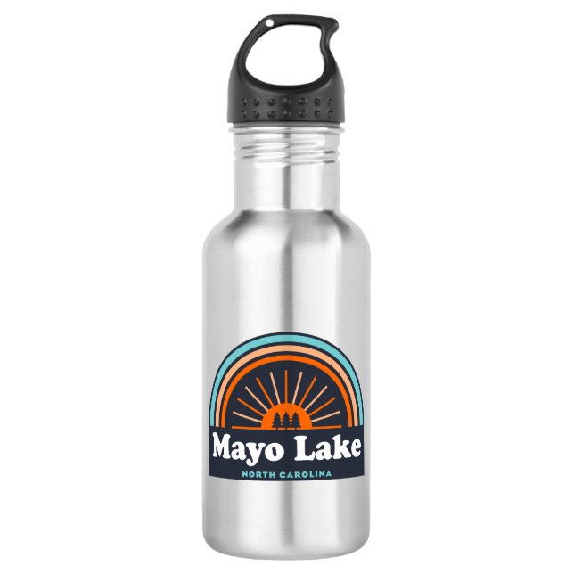 Mayo Lake North Carolina Rainbow Stainless Steel Water Bottle (Front)