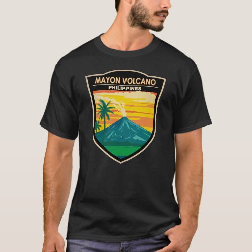 Mayon Volcano Philippines Travel Art Vintage T_Shirt