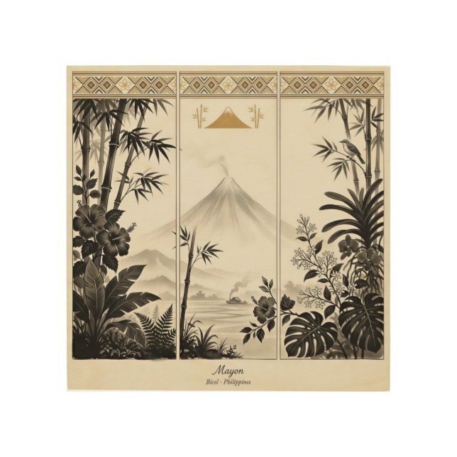 Mayon Volcano Triptych Wall Art  (Front)