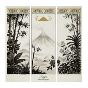 Mayon Volcano Triptych Wall Art
