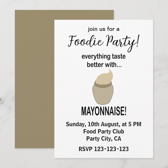 Mayonnaise Sauce Food Funny Mayonnaise Invitation (Front/Back)
