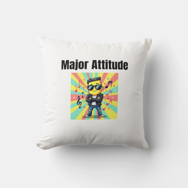 Mayor Attitude - Cool Confident Kid Cartoon with S Throw Pillow (Front)