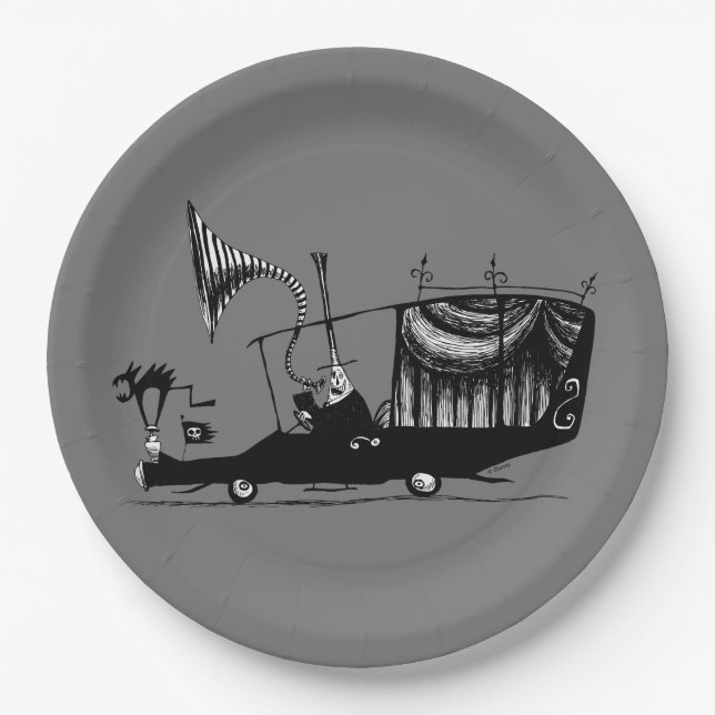 Mayor of Halloween Town Driving Hearse Paper Plates (Front)