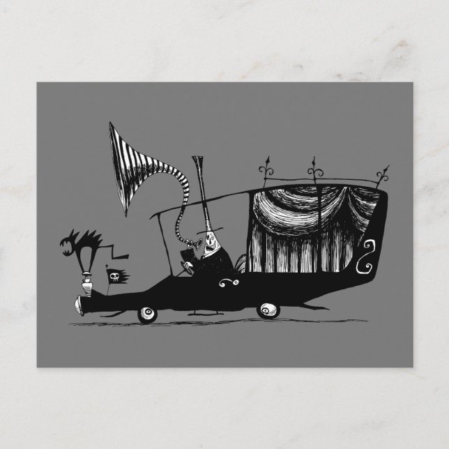 Mayor of Halloween Town Driving Hearse Postcard (Front)