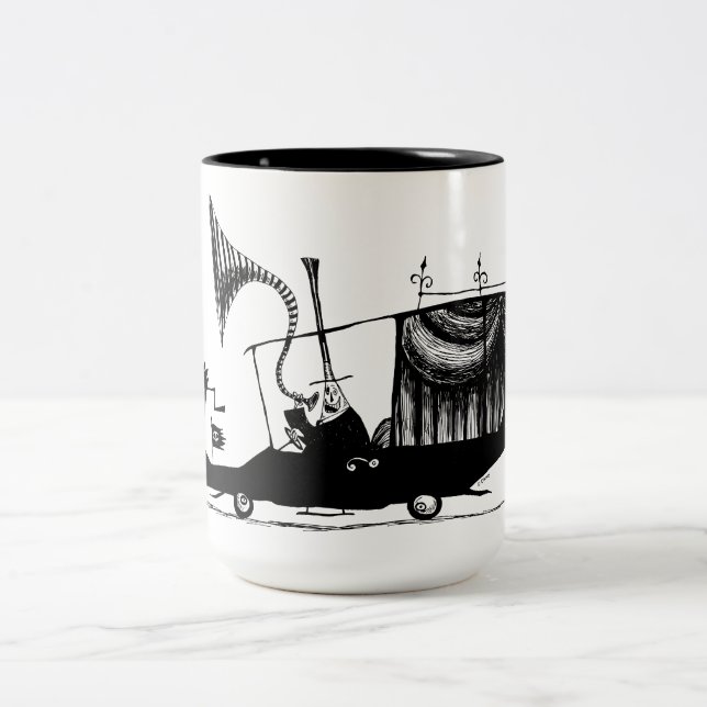 Mayor of Halloween Town Driving Hearse Two-Tone Coffee Mug (Center)