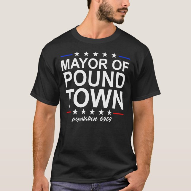 Mayor Of Pound Town Funny Adult Humor Pound Town T-Shirt (Front)