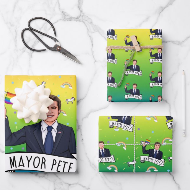 Mayor Pete Pride Wrapping Paper Sheets (Front)