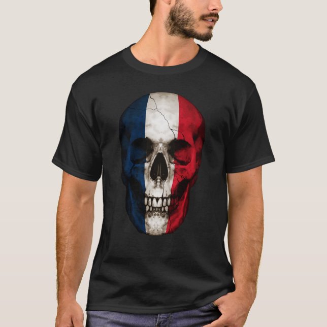 Mayotte Flag Skull Maorais Roots Proud Patriotic T-Shirt (Front)