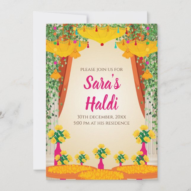 Mayoun invitations & Mehndi invite Haldi invites (Front)