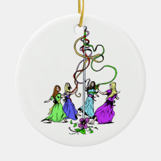 Maypole Dancers Ceramic Ornament