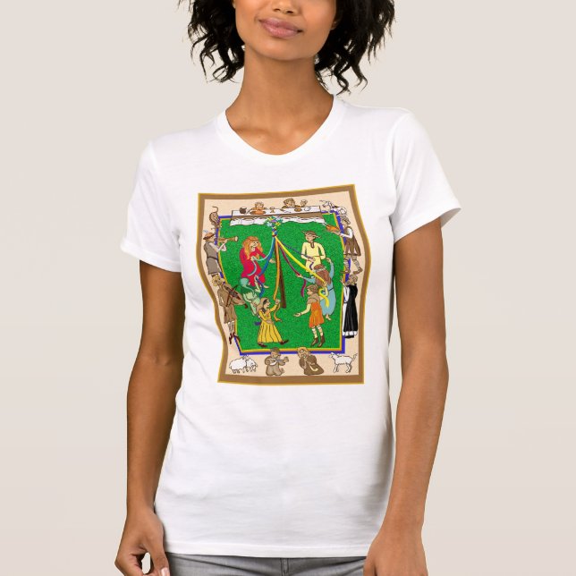 Maypole dancing, Medieval Fair T-Shirt (Front)