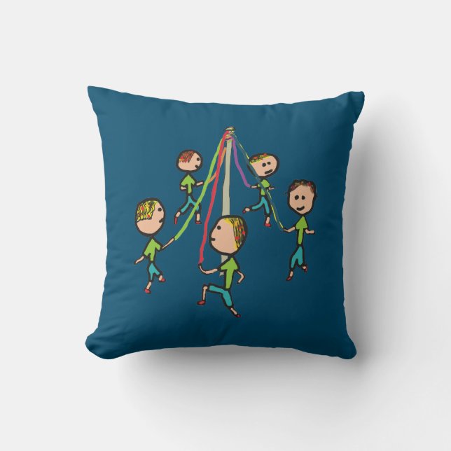 Maypole Dancing Throw Pillow (Front)