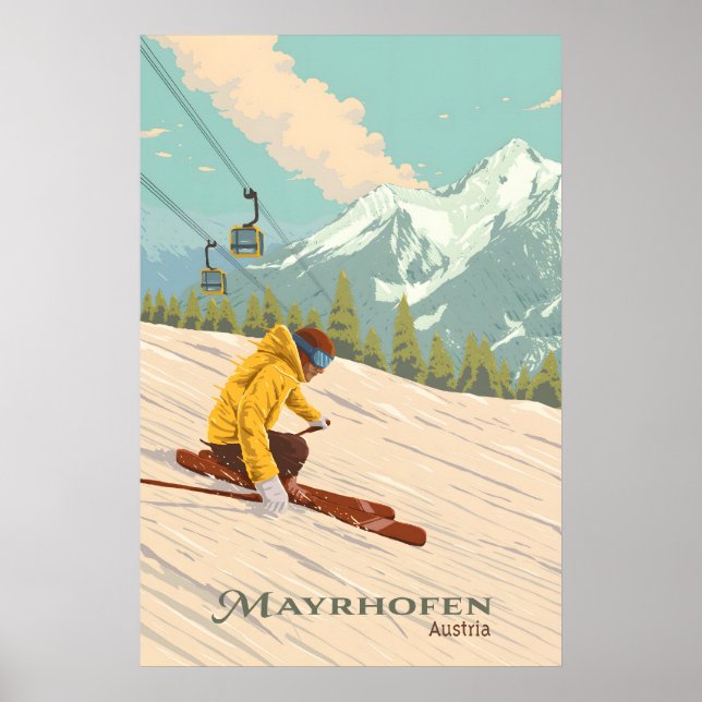 Mayrhofen Austria Ski Resort Travel Poster (Front)