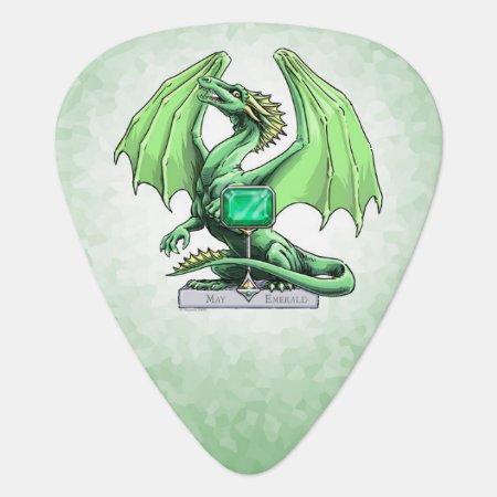 May's Birthstone Dragon: Emerald Guitar Pick