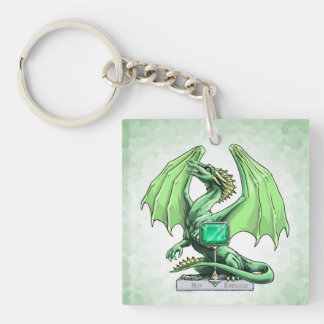 May's Birthstone Dragon: Emerald Keychain